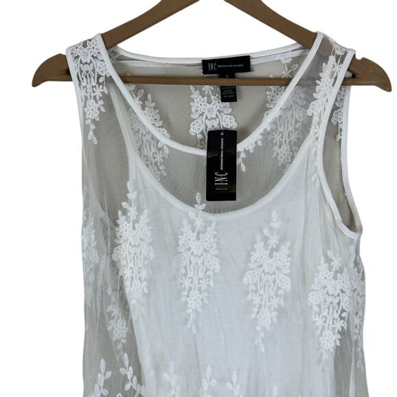 NWT INC International Concepts Tank Womens S White Cotton Lace Sheer Boho Fairy - Picture 2 of 5